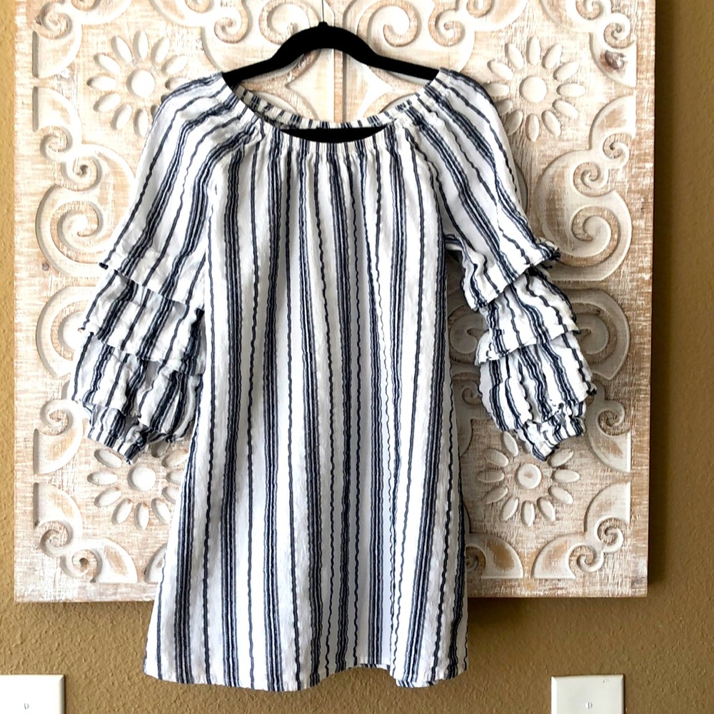 EUC GIRLS MY MICHELLE BATHING SUIT COVER UP DRESS SZ 7 striped